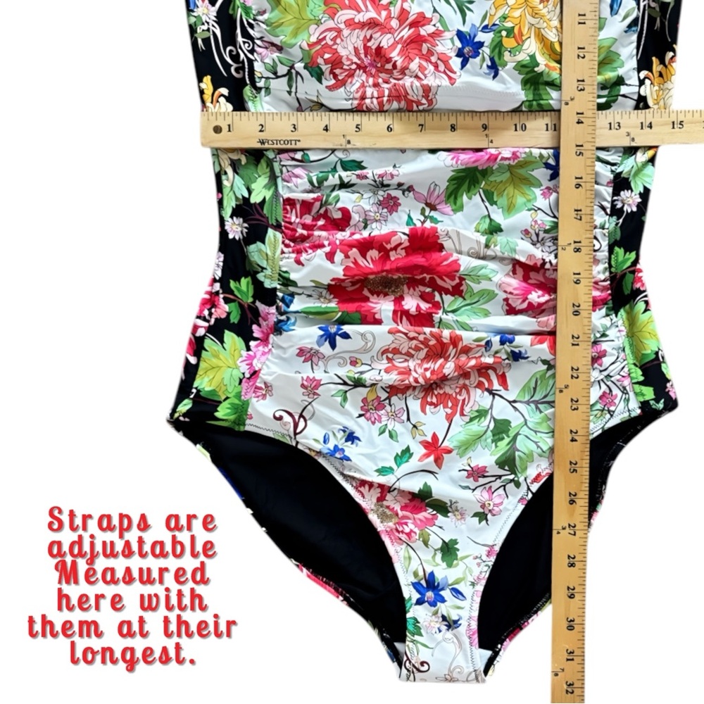 NWT Johnny Was Metalli Mix Ruched One Piece Swimsuit - Picture 12 of 16
